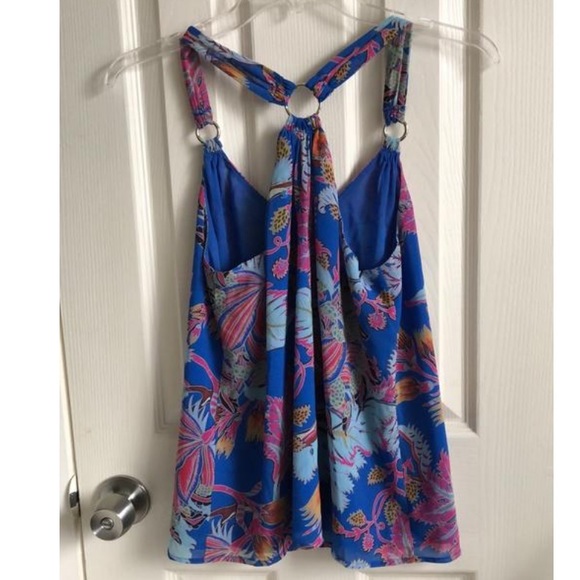 Guess Marciano Floral Chiffon Sheer V racerback S - Picture 7 of 8